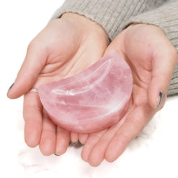 0.2kg Rose Quartz Moon Bowl 7 0.2kg Rose Quartz Moon Bowl | Himalayan Salt Factory