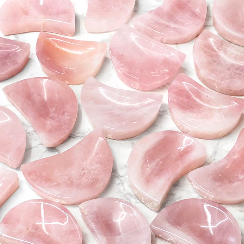 0.2kg Rose Quartz Moon Bowl 5 0.2kg Rose Quartz Moon Bowl | Himalayan Salt Factory