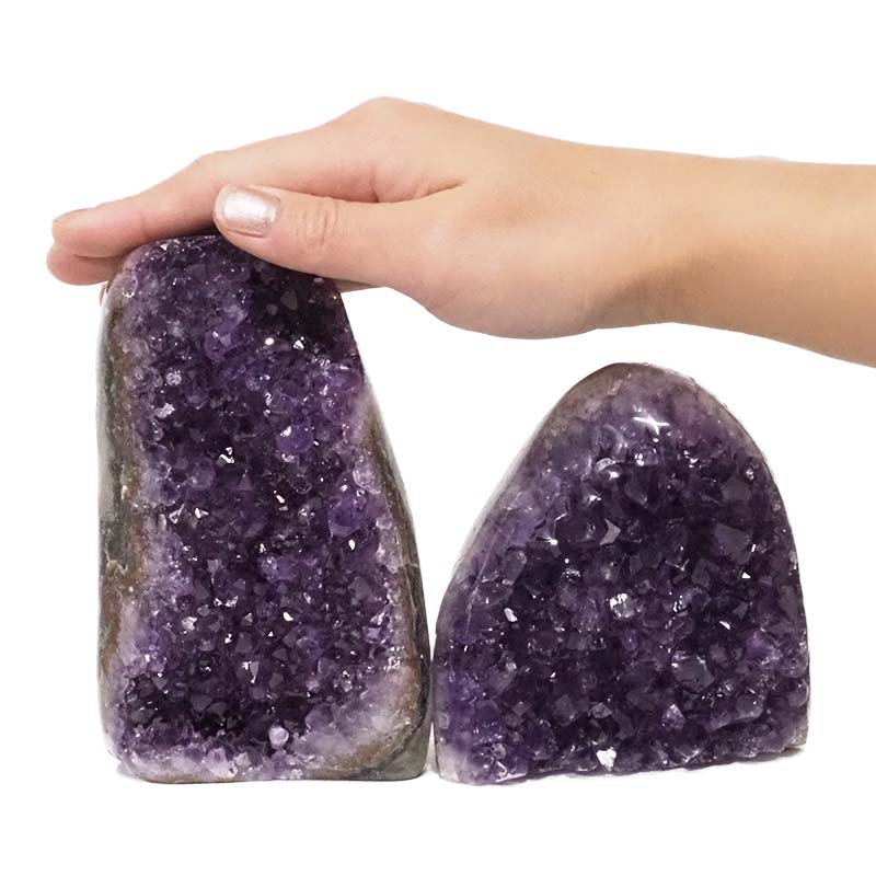 1.92kg Amethyst Polished Crystal Geode Specimen Set 2 Pieces DN147 4 Amethyst Polished Crystal Geode Specimen Set 2 Pieces DN147 | Himalayan Salt Factory