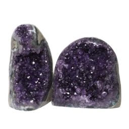 Amethyst Polished Crystal Geode Specimen Set 2 Pieces DN157 | Himalayan Salt Factory
