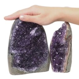 Amethyst Polished Crystal Geode Specimen Set 2 Pieces DN159 | Himalayan Salt Factory