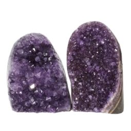 Amethyst Polished Crystal Geode Specimen Set 2 Pieces DN163 | Himalayan salt factory