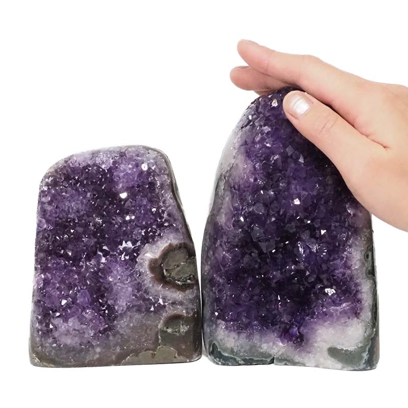 2.27kg Amethyst Polished Crystal Geode Specimen Set 2 Pieces DN165 4 Amethyst Polished Crystal Geode Specimen Set 2 Pieces DN165 | Himalayan salt factory