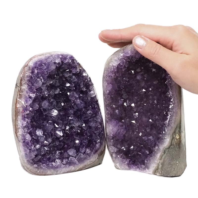 2.58kg Amethyst Polished Crystal Geode Specimen Set 2 Pieces DN167 4 Amethyst Polished Crystal Geode Specimen Set 2 Pieces DN167 | Himalayan salt factory