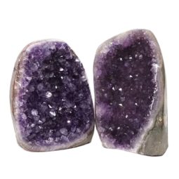 Amethyst Polished Crystal Geode Specimen Set 2 Pieces DN167 | Himalayan salt factory