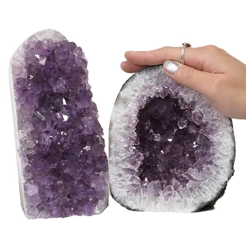 3.43kg Amethyst Polished Crystal Geode Specimen Set 2 Pieces DN295 4 Amethyst Polished Crystal Geode Specimen Set 2 Pieces DN295 | Himalayan Salt Factory