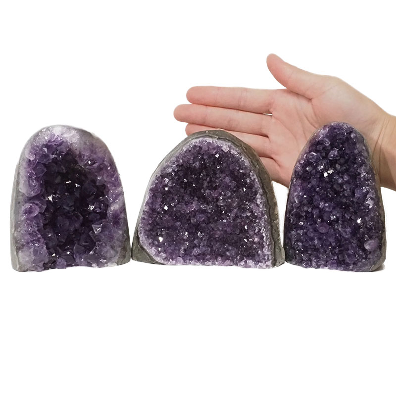 2.32kg Amethyst Polished Crystal Geode Specimen Set 3 Pieces DN179 4 Amethyst Polished Crystal Geode Specimen Set 3 Pieces DN179 | Himalayan Salt Factory