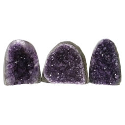 Amethyst Polished Crystal Geode Specimen Set 3 Pieces DN179 | Himalayan Salt Factory
