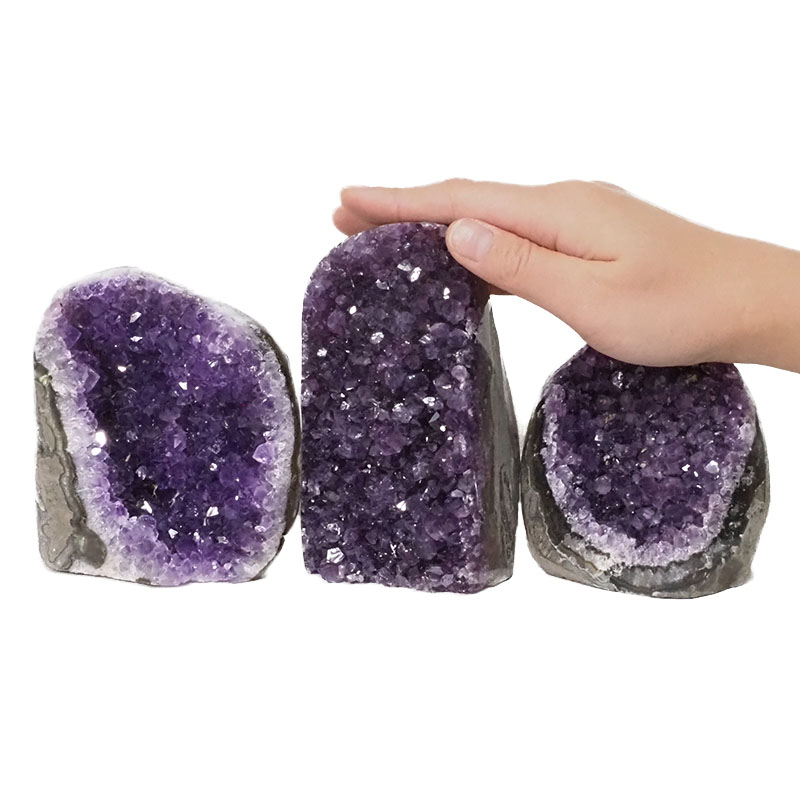 2.41kg Amethyst Polished Crystal Geode Specimen Set 3 Pieces DN181 4 Amethyst Polished Crystal Geode Specimen Set 3 Pieces DN181 | Himalayan Salt Factory
