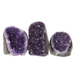 Amethyst Polished Crystal Geode Specimen Set 3 Pieces DN181 | Himalayan Salt Factory