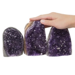 Amethyst Polished Crystal Geode Specimen Set 3 Pieces DN182 | Himalayan Salt Factory
