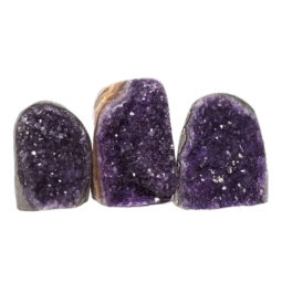 Amethyst Polished Crystal Geode Specimen Set 3 Pieces DN182 | Himalayan Salt Factory