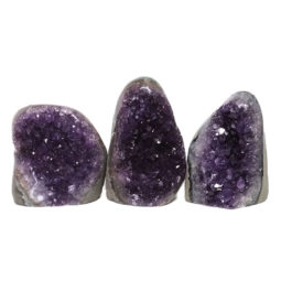 Amethyst Polished Crystal Geode Specimen Set 3 Pieces DN187 | Himalayan Salt Factory
