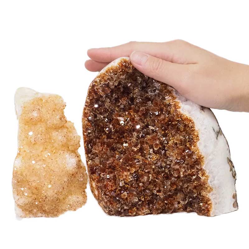 3.18kg Citrine Polished Crystal Geode Specimen Set 2 Pieces DN191 4 Citrine Polished Crystal Geode Specimen Set 2 Pieces DN191 | Himalayan Salt Factory