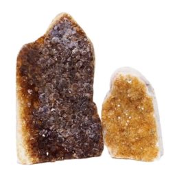 Citrine Polished Crystal Geode Specimen Set 2 Pieces DN194 | Himalayan Salt Factory