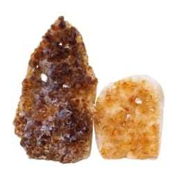 Citrine Polished Crystal Geode Specimen Set 2 Pieces DN197 | Himalayan Salt Factory