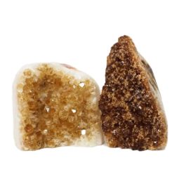 Citrine Polished Crystal Geode Specimen Set 2 Pieces DN205 | Himalayan Salt Factory