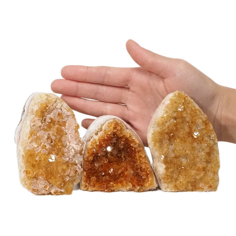 1.40kg Citrine Polished Crystal Geode Specimen Set 3 Pieces DN206 4 Citrine Polished Crystal Geode Specimen Set 2 Pieces DN206 | Himalayan Salt Factory