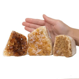 Citrine Polished Crystal Geode Specimen Set 2 Pieces DN207 | Himalayan Salt Factory