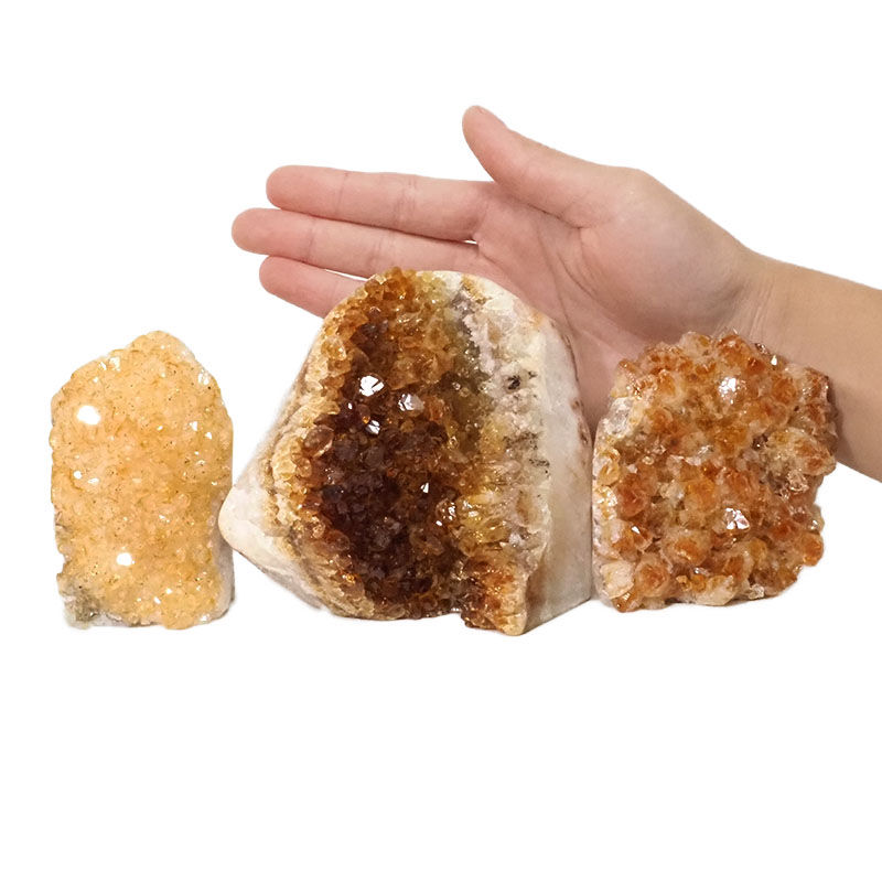 1.66kg Citrine Polished Crystal Geode Specimen Set 3 Pieces DN209 4 Citrine Polished Crystal Geode Specimen Set 2 Pieces DN209 | Himalayan Salt Factory
