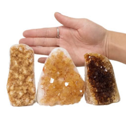 Citrine Polished Crystal Geode Specimen Set 3 Pieces DN212 | Himalayan salt factory