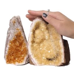 Citrine Polished Crystal Geode Specimen Set 3 Pieces DN229 | Himalayan Salt Factory