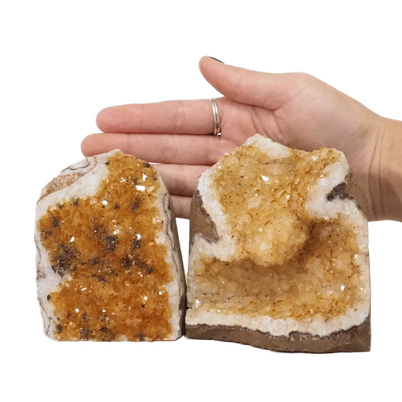 1.61kg Citrine Crystal Geode Specimen Set 2 Pieces DN234 4 Citrine Polished Crystal Geode Specimen Set 3 Pieces DN234 | Himalayan Salt Factory