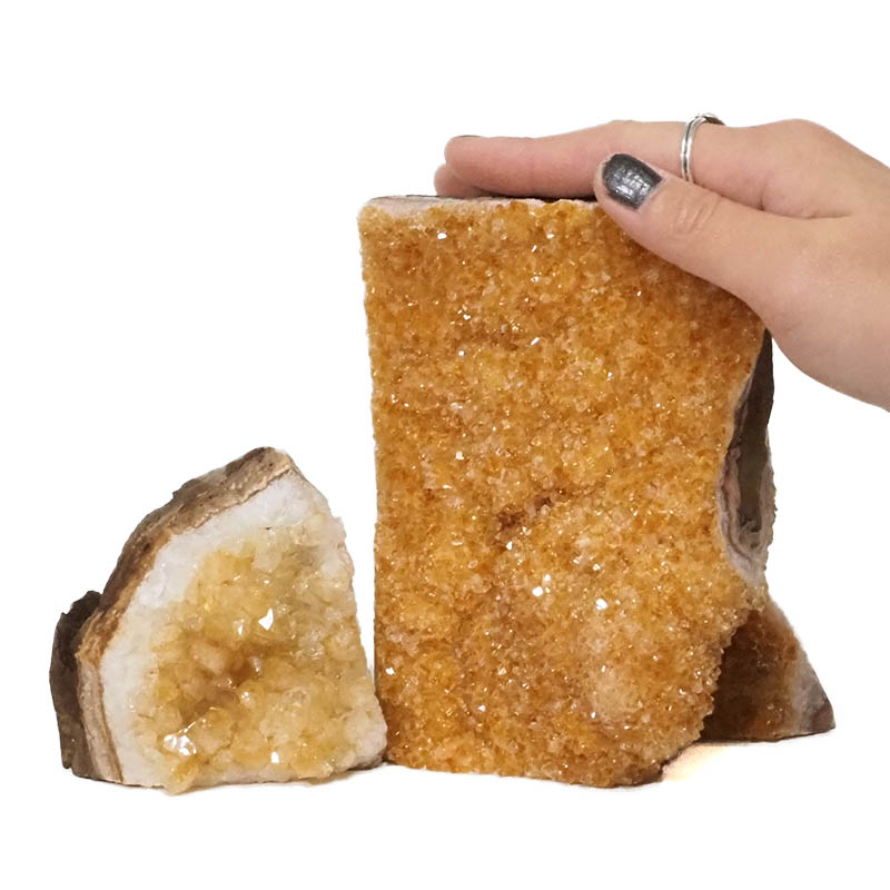 1.78kg Citrine Crystal Geode Specimen Set 2 Pieces DN236 4 Citrine Polished Crystal Geode Specimen Set 3 Pieces DN236 | Himalayan Salt Factory