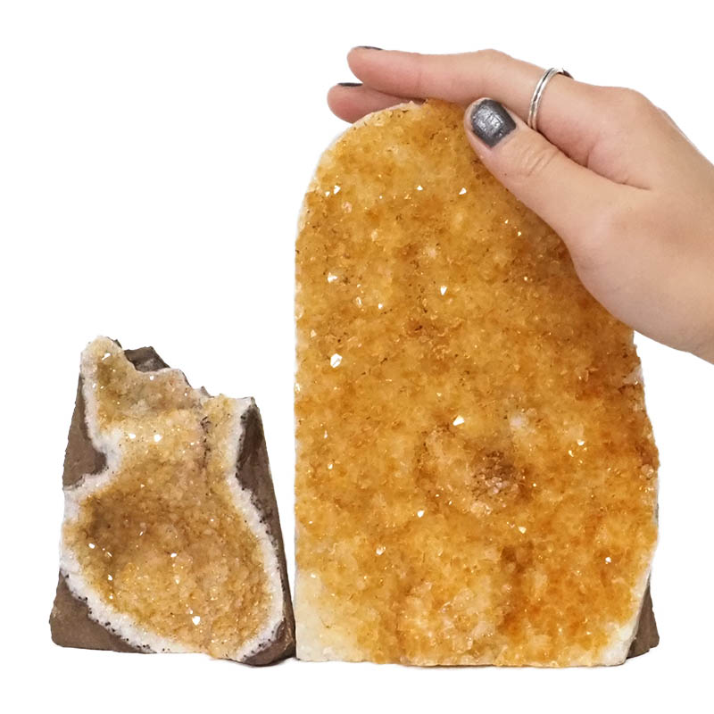 2.04kg Citrine Crystal Geode Specimen Set 2 Pieces DN237 4 Citrine Polished Crystal Geode Specimen Set 3 Pieces DN237 | Himalayan Salt Factory