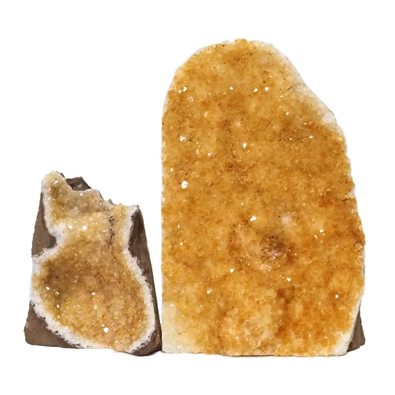 2.04kg Citrine Crystal Geode Specimen Set 2 Pieces DN237 3 Citrine Polished Crystal Geode Specimen Set 3 Pieces DN237 | Himalayan Salt Factory