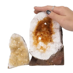 Citrine Polished Crystal Geode Specimen Set 3 Pieces DN239 | Himalayan Salt Factory