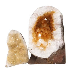 Citrine Polished Crystal Geode Specimen Set 3 Pieces DN239 | Himalayan Salt Factory