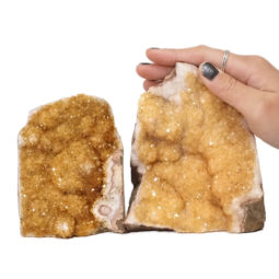 Citrine Polished Crystal Geode Specimen Set 3 Pieces DN244 | Himalayan Salt Factory