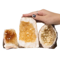 Citrine Polished Crystal Geode Specimen Set 3 Pieces DN245 | Himalayan Salt Factory