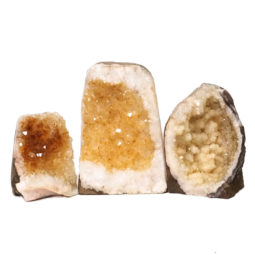 Citrine Polished Crystal Geode Specimen Set 3 Pieces DN245 | Himalayan Salt Factory