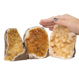 Citrine Polished Crystal Geode Specimen Set 3 Pieces DN247 | Himalayan Salt Factory