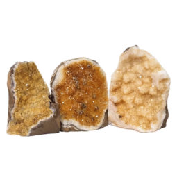 Citrine Polished Crystal Geode Specimen Set 3 Pieces DN247 | Himalayan Salt Factory
