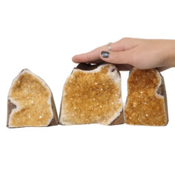 Citrine Polished Crystal Geode Specimen Set 3 Pieces DN248 | Himalayan Salt Factory