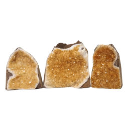 Citrine Polished Crystal Geode Specimen Set 3 Pieces DN248 | Himalayan Salt Factory