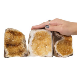 Citrine Polished Crystal Geode Specimen Set 3 Pieces DN250 | Himalayan Salt Factory
