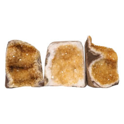 Citrine Polished Crystal Geode Specimen Set 3 Pieces DN250 | Himalayan Salt Factory