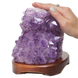 Natural Amethyst Crystal Lamp with Timber Base DN252 | Himalayan Salt Factory