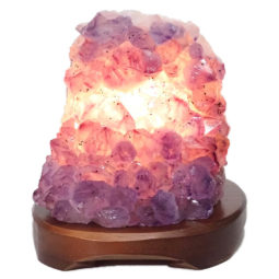 Natural Amethyst Crystal Lamp with Timber Base DN252 | Himalayan Salt Factory