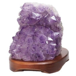 Natural Amethyst Crystal Lamp with Timber Base DN252 | Himalayan Salt Factory