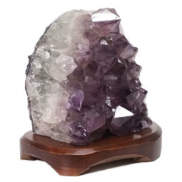 Natural Amethyst Crystal Lamp with Timber Base DN260 | Himalayan Salt Factory