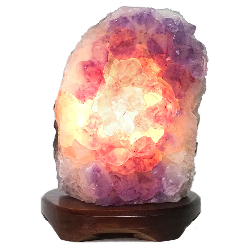 3.38kg Natural Amethyst Crystal Lamp with Timber Base DN263 4 Natural Amethyst Crystal Lamp with Timber Base DN263 | Himalayan Salt Factory