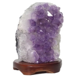 Natural Amethyst Crystal Lamp with Timber Base DN263 | Himalayan Salt Factory