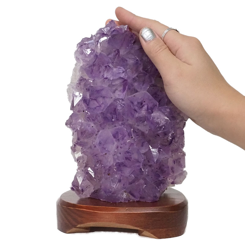 2.84kg Natural Amethyst Crystal Lamp with Timber Base DN270 5 Natural Amethyst Crystal Lamp with Timber Base DN271 | Himalayan Salt Factory