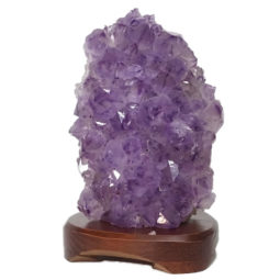 Natural Amethyst Crystal Lamp with Timber Base DN271 | Himalayan Salt Factory