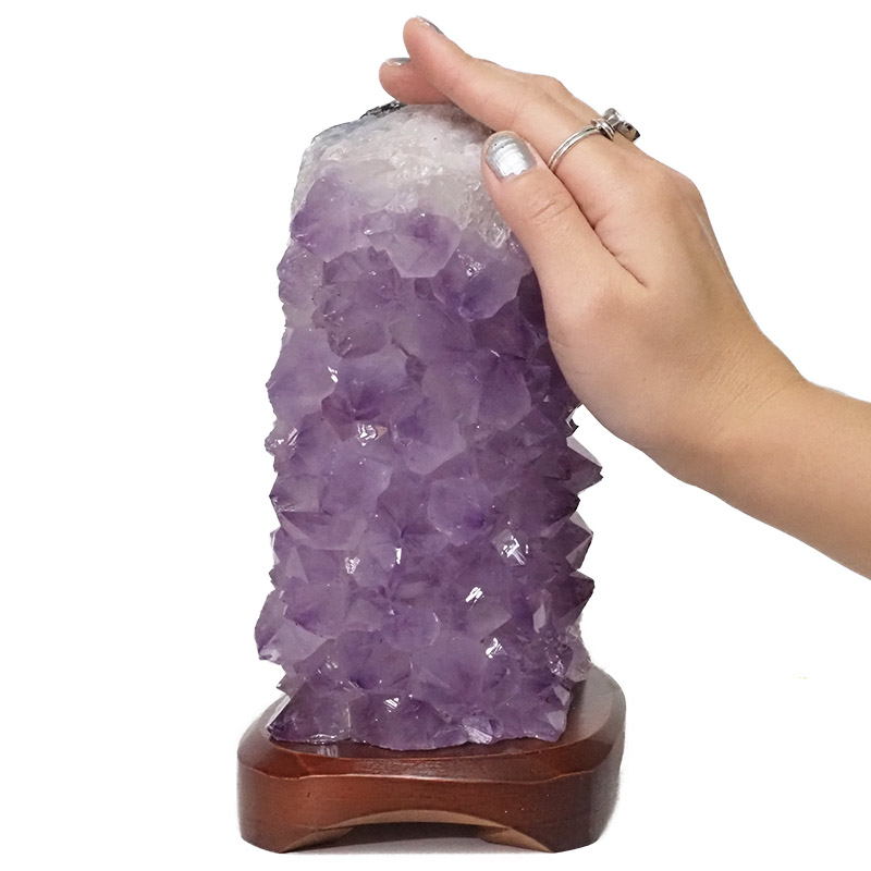 2.46kg Natural Amethyst Crystal Lamp with Timber Base DN272 5 Natural Amethyst Crystal Lamp with Timber Base DN272 | Himalayan Salt Factory